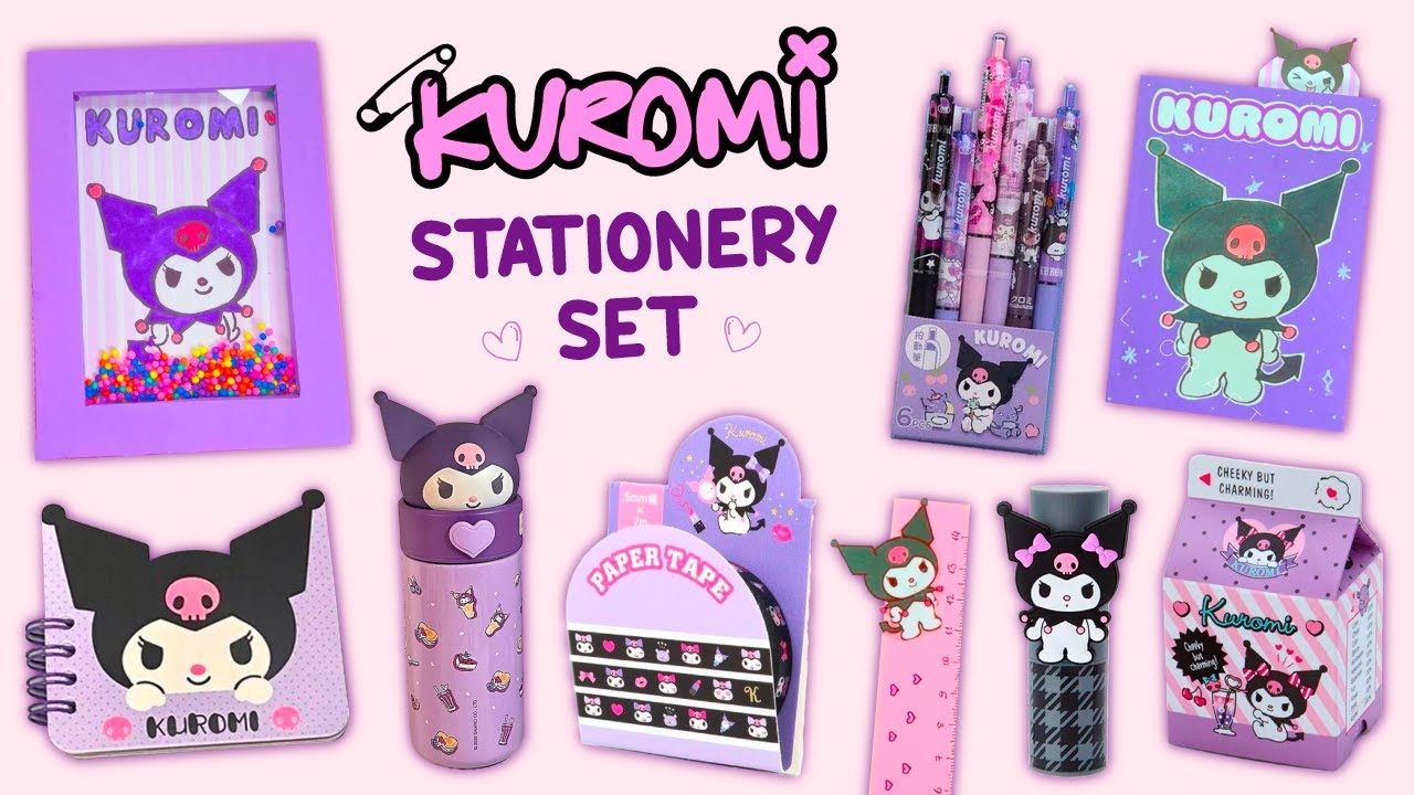 DIY Kuromi Stationery Set Notebook, Stickers, Washi tape Kuromi