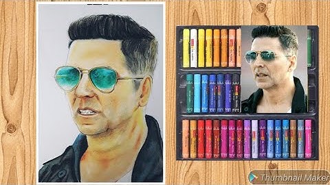 How to paint portrait of Akshay Kumar step by step with oil pastel colour