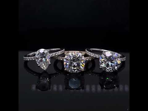 Cushion Hidden Halo Lab Grown Diamond Engagement Ring ring video