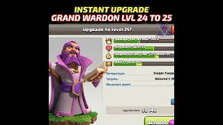 Grand Wardon Instant Upgrade To Lvl 25 With Book Of Hero...#Shorts#Shortsvideo#Clashofclans