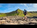 Hiking  camping adventure along the giants causeway in northern ireland
