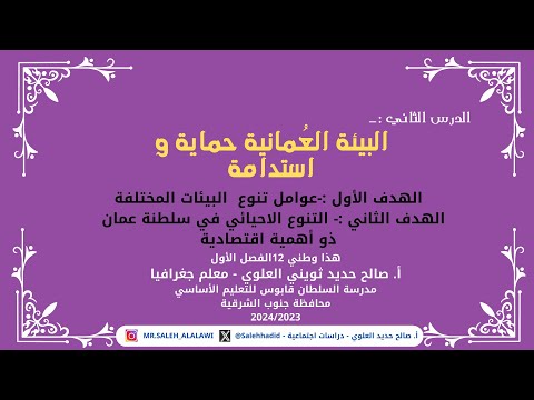 البيئة العمانية حماية و استدامة الهدف 1 2 هذا وطني12 ص 59 ص 64 أ صالح حديد العلوي