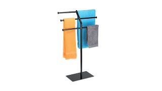 Piantana Porta Asciugamani Portasciugamani Autoportante HOOBRO - 3 Bracci, 43x28x81 Cm, Greige E Nero Portasciugamani Greige Nero - 5
