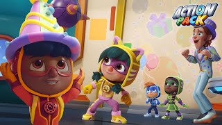 La Fiesta De Pleaños Action Pack En Español Dibujos Animados De Aventuras Para Niños