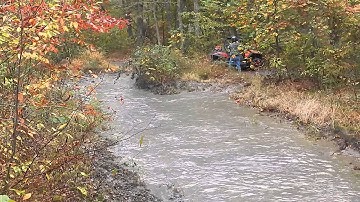 Polaris RZR 900 XP in mud hole.