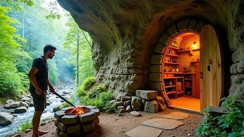 I Built a Hidden Shelter in the Jungle Inside a Giant Rock