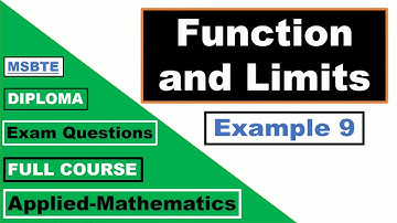 Function and Limits (Example 9) | MSBTE - Diploma | Applied Mathematics