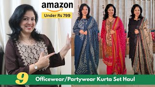 Top 9 Amazon Kurta Sets Under ₹799 | Stylish Office Wear, Daily wear & Party  wear | Try-On Haul screenshot 1