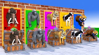 Cow Elephant Lion Gorilla Tiger T-Rex Guess The Right Door ESCAPE ROOM CHALLENGE Game