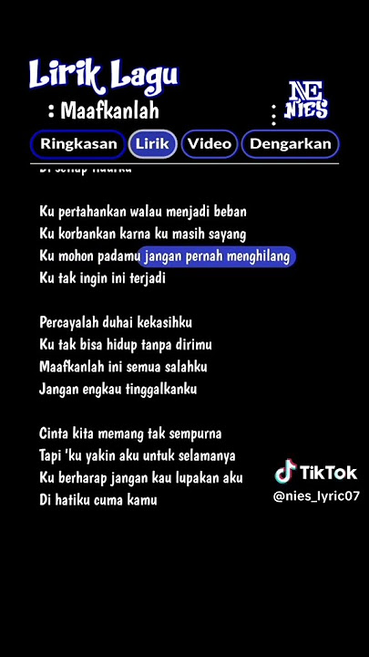 Dan biarkan waktu yg menghapuskan Lirik lagu: maaf kan lah #lagusadtiktok #letsplay @williesalim