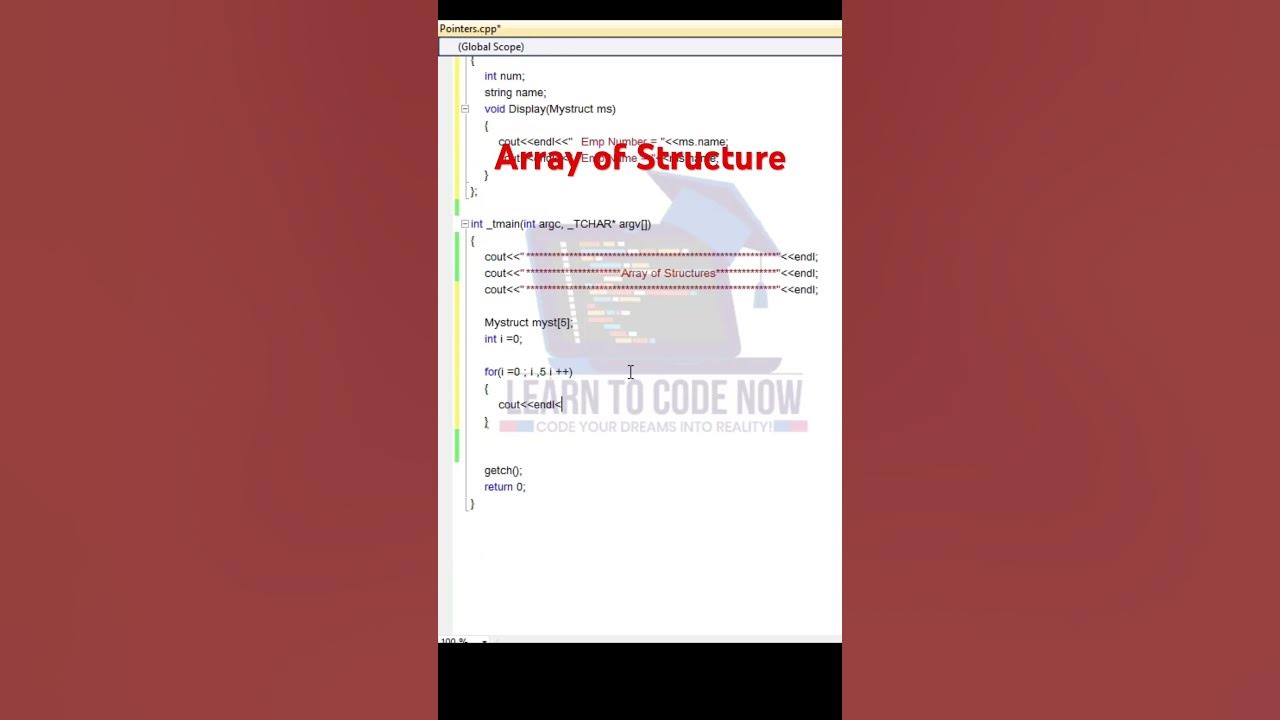 C++ Array of Struct | Structure Array C++ | #shorts #ytshorts #learning ...