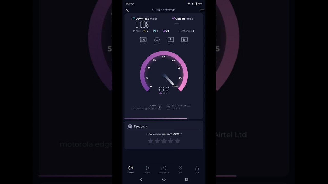 Airtel Xstream Fiber 1Gbps Plan Speedtest on Wifi(May 2025)
