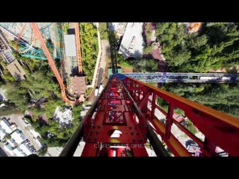 Lex Luthor: Drop of Doom on-ride & off-ride b-roll footage Six Flags Magic Mountain