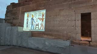 Temple of Dendur at the Met, with changing colors using projection mapping
