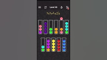 Ball Sort Color Water Puzzle Level 46 Walkthrough 🧪🟢🟡🔴, #shorts