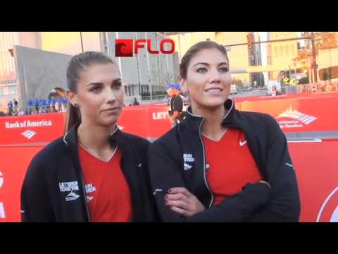 US Women's Soccer stars Hope Solo and Alex Morgan talk to Flotrack minutes before the start of the 2011 Chicago Marathon