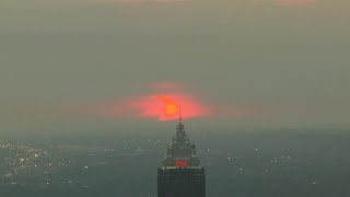WATCH: Incredible view of the partial solar eclipse rising over Cleveland