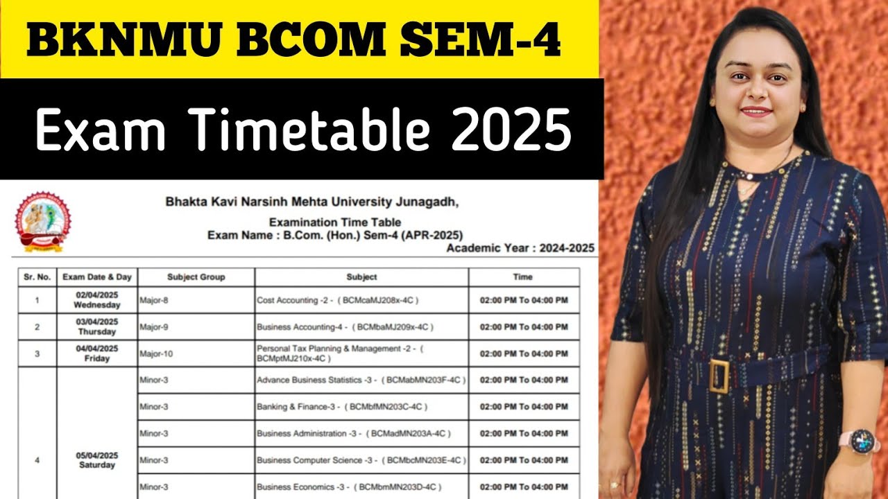 BCOM SEM-4 EXAM-2025 Timetable 🗓️ | For Upcoming Exam | @dr.khyati ...