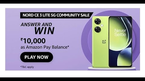 Amazon Funzone Nord CE 3 Lite 5G Community Sale Quiz Answers Today| 6 June 2023|  @dailyquiztime