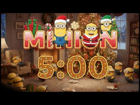 5 Minute Timer | Minions Christmas Countdown | Despicable Me | Minions Celebrating with Music