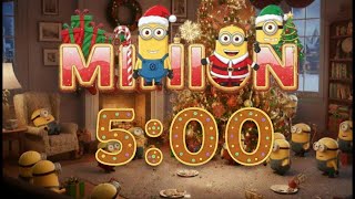 5 Minute Timer | Minions Christmas Countdown | Despicable Me | Minions Celebrating with Music