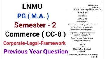 Lnmu Pg Semester-2 Commerce CC-8 Question paper | #pg sem 2 commerce CC-8 Question #lnmu #commerce