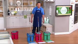 Minute Mop Wash & Dry Dual Chamber Bucket with 2 Microfiber Pads on QVC