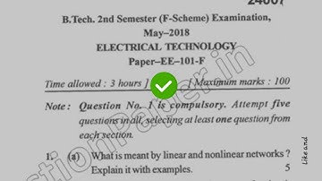 2018 Mdu BTech 2nd Sem Electrical Technology Question Paper #MduQuestionPaper