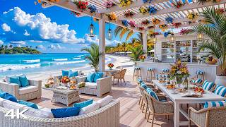 Happy Morning Bossa Nova at Seaside Cafe Ambience with Calm Ocean Sounds for Relax, Stress Relief