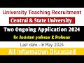 Central & State University, Two Assistant professor recruitment Notification, Teaching vacancy