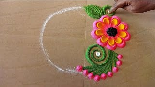 Simple rangoli design||Diwali rangoli design|| Navaratri rangoli|| Rangoli designs