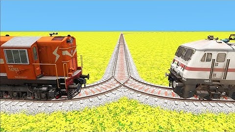 2 TRAINS CROSSING ON BUMPY FORKED RAILROAD CROSSING | Train Simulator 2022 #railroad