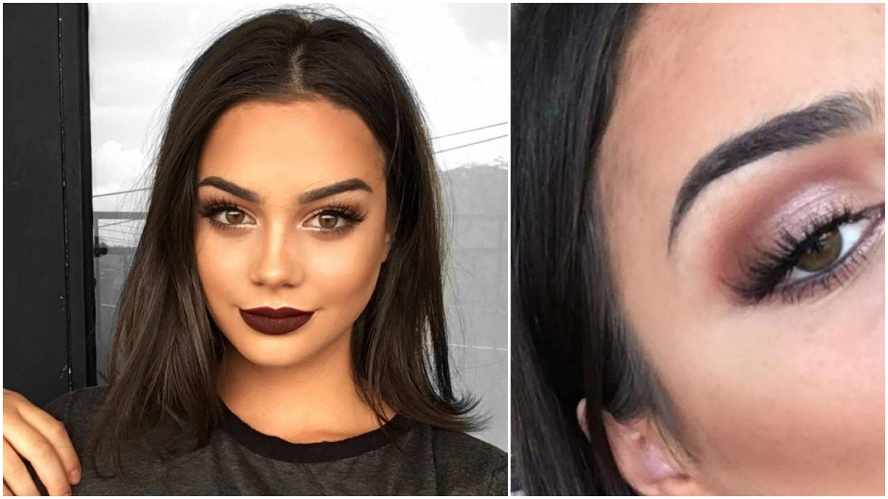 Warm Rose Gold Smokey Eye & Bold Vampy Lip