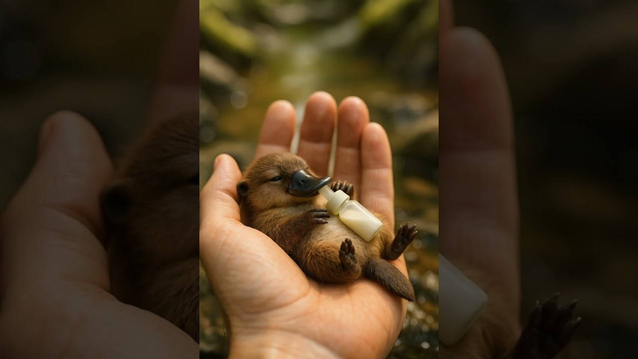 🦆 Milk & Magic — Baby Platypus in a Palm | Palm Pals