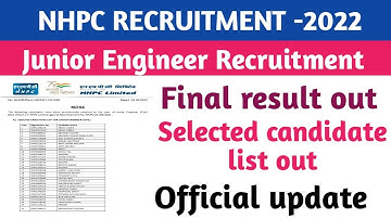 Nhpc je final result out||selected candidate list out||nhpc je result out||nhpc recruitment 2022