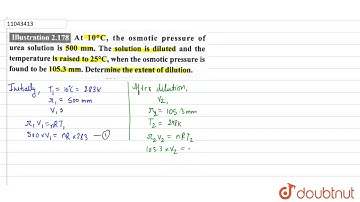 At `10^()C`, the osmotic pressure of urea solution is `500 mm`.The solution is diluted and the t...