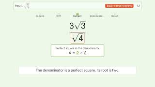 Simplify sqrt(27/4) - Square Root of a Fraction | Tiger Algebra Solver