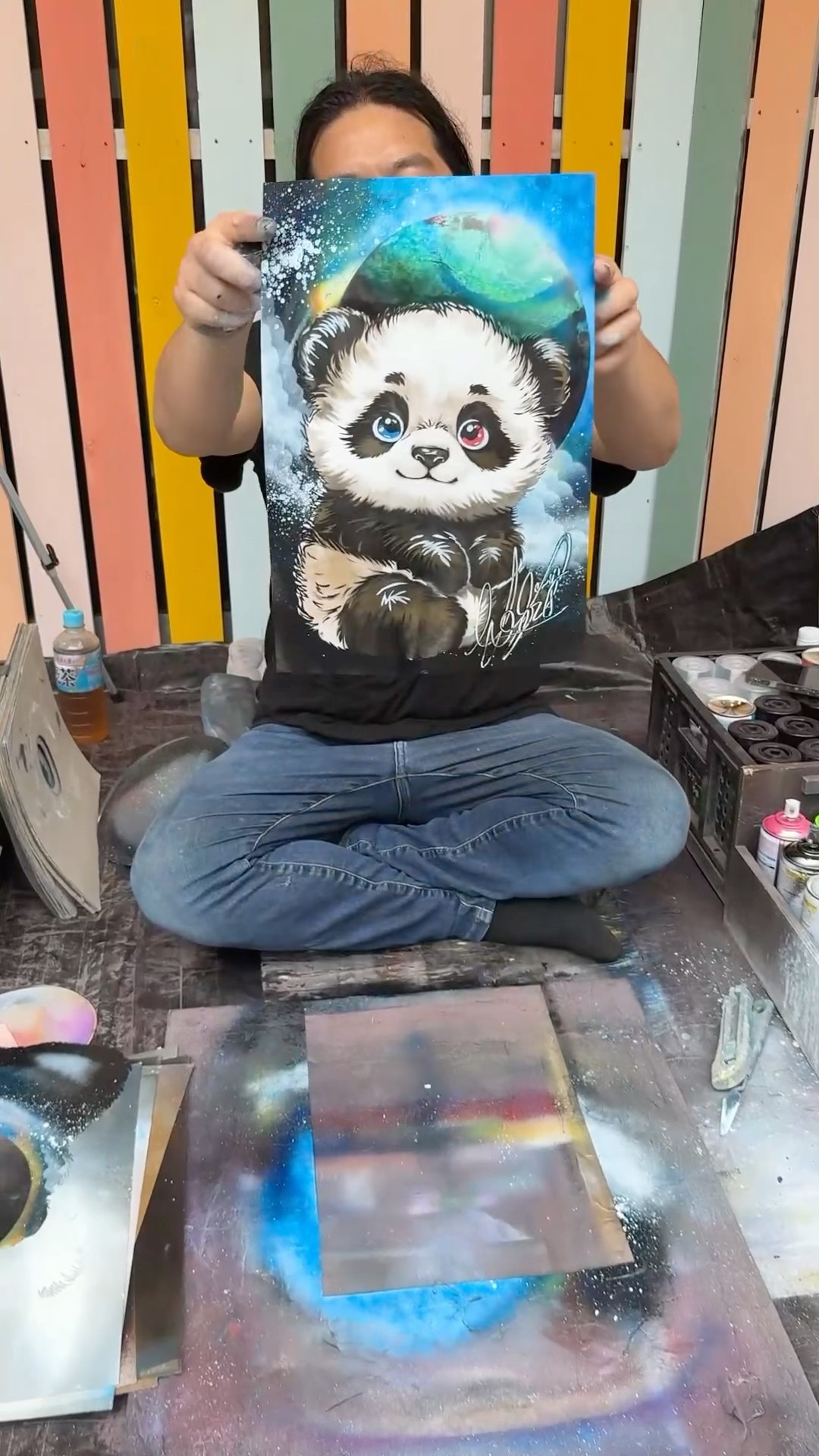 A panda asked me to draw a panda.#スプレーアートエデン#スプレー