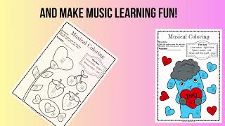 Valentine`s Day Music Coloring Pages | Color by Lines and Spaces