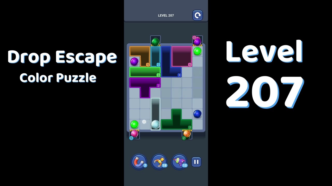 Drop Escape Level 207 Walkthrough 🟡🧩 | Color Puzzle Game Guide