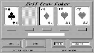 ATARI ST Zest Poker By David Becker GFA BASIC ZEST In 1991 MONO CHROME HIGH RESOLUTION BW 640x400