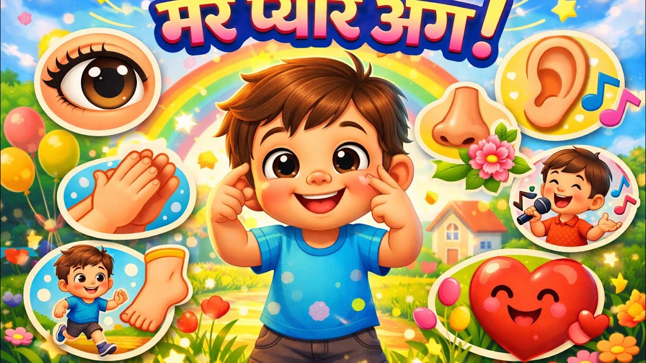 Body Parts Nursery Rhyme for Kids | Hindi Rhymes for Children | 