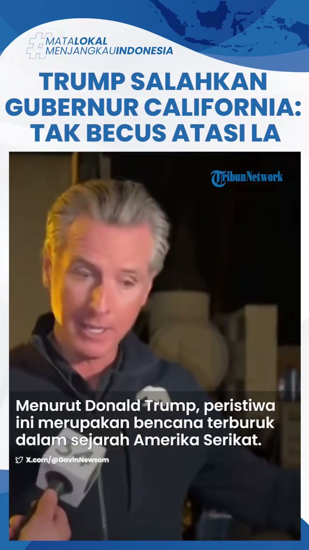 Trump Salahkan Gubernur California hingga Desak Mundur dari Jabatan: Tak Becus Atasi Kebakaran LA