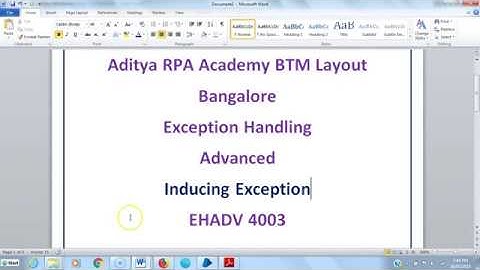 BluePrism Exception Handling - Inducing Exception - BPEXH 4003 - Aditya RPA Academy BTM Layout