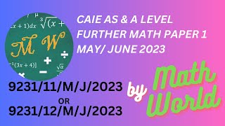 Solved CAIE A Level Further Math Paper 1 for May/June 2023 (9231/11/M/J/2023 or 9231/12/M/J/2023)