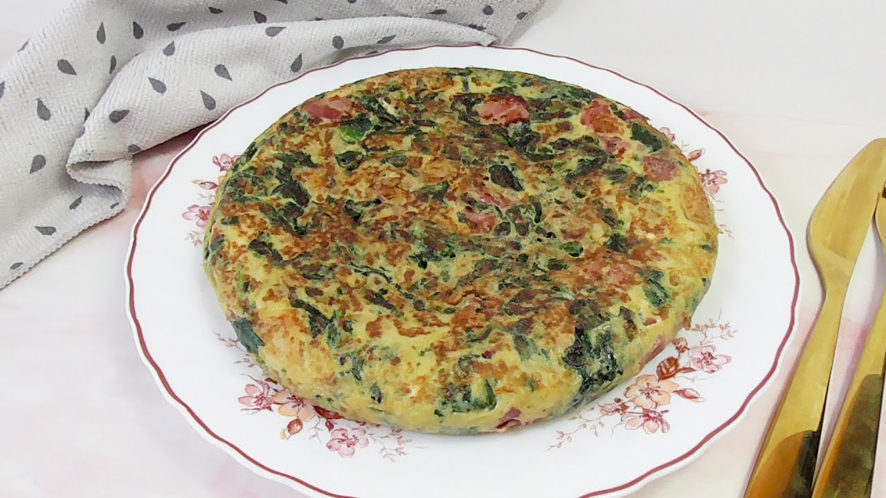 TORTILLA de ESPINACAS, CEBOLLA y JAMÓN SERRANO YouTube