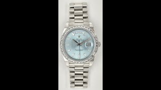 Rolex Day-Date 40 Platinum Ice Blue Factory Diamond Baguette Dial And Bezel 228396Tbr- Ice Ice Baby