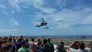 U.S. Navy EOD team fast rope ship boarding demonstration aboard USS George H. W Bush