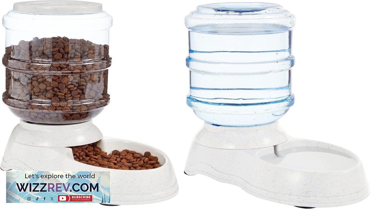 Amazon Basics Automatic Pet Water Dispenser and Gravity Food Feeder Set