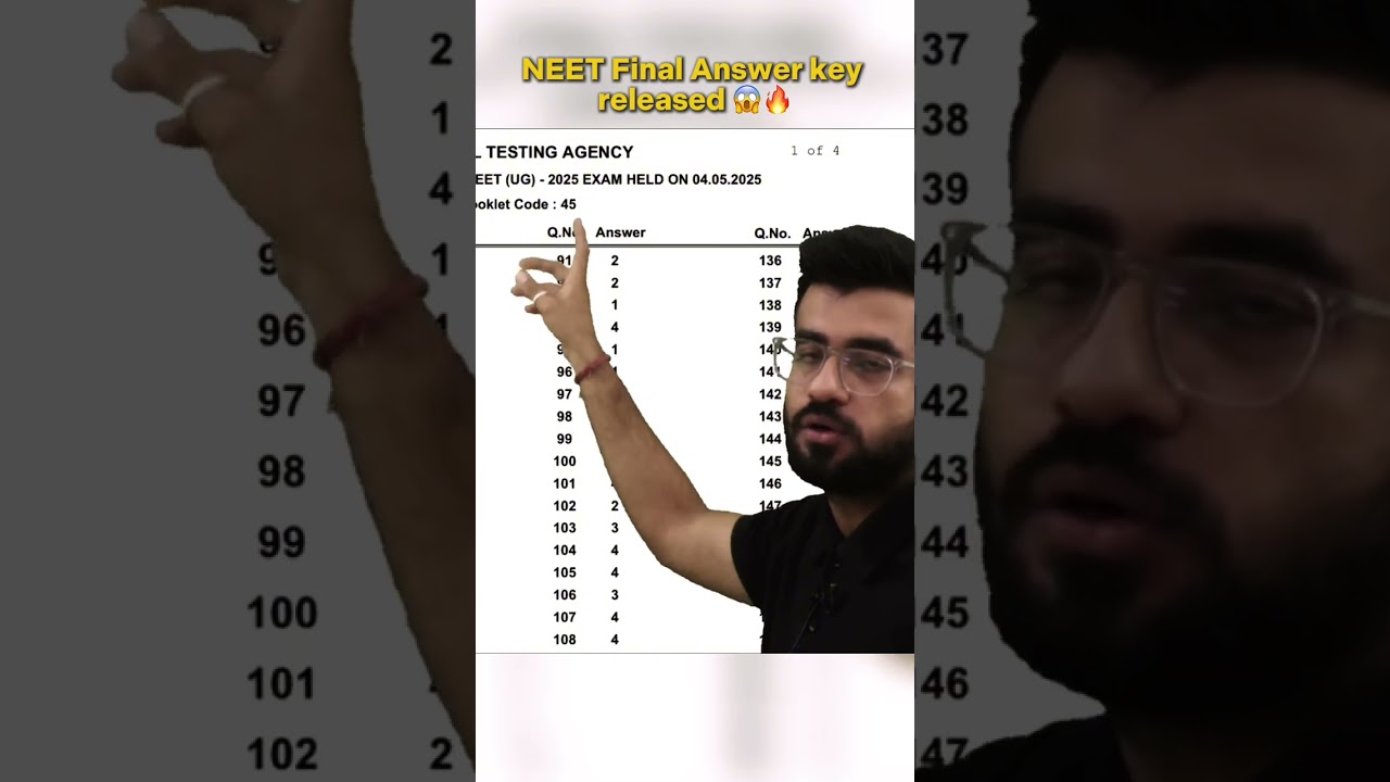 NEET 2025 Final Answer Key OUT | NEET Final Answer Key 